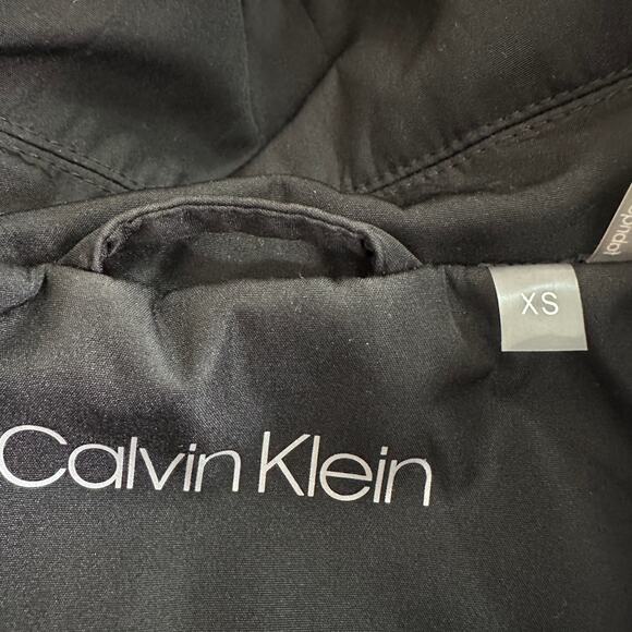 Calvin Klein Rain Trench Coat XS Black Hooded Water Wind Resistant Preppy EUC - Picture 10 of 13